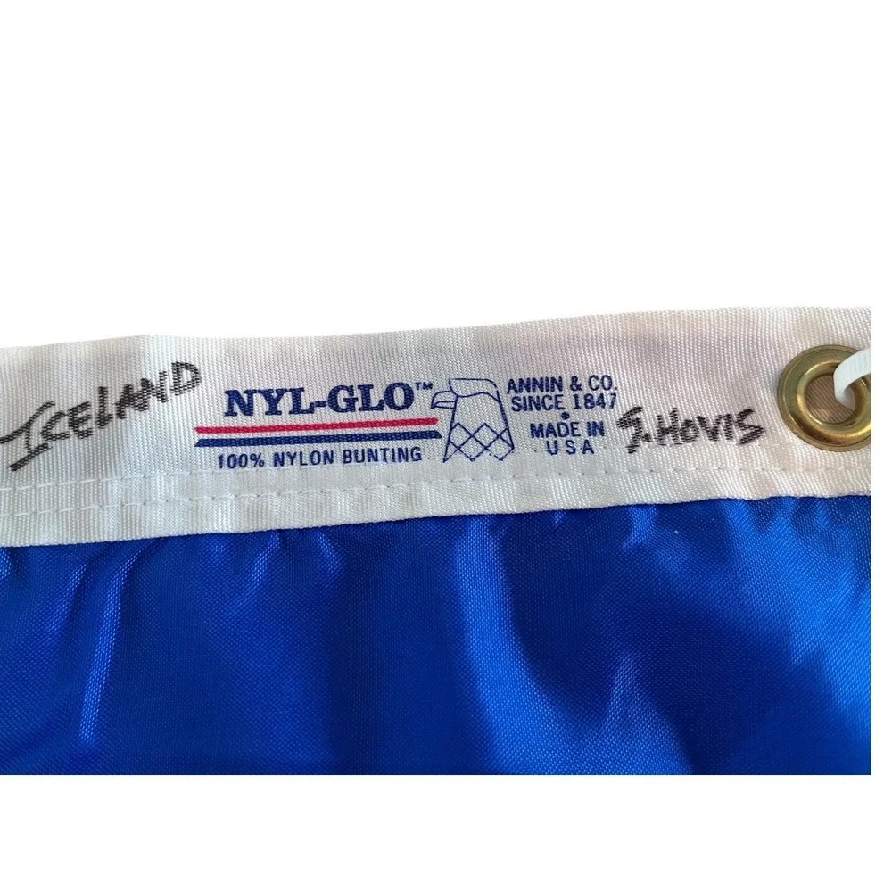 Iceland NY Glo Flag Outdoor Heavy Duty Made in USA 3' x‎ 5' ft 94cm x 152cm EUC